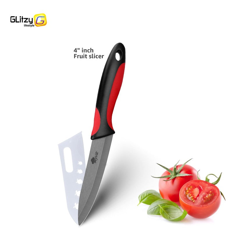 Faca de Cozinha Chef Inoxidável Faca de Cerâmica para Frutas Faca Utilitária Doméstica para Fatiar Legumes Lâminas Pretas Afiadas para Cozinhar