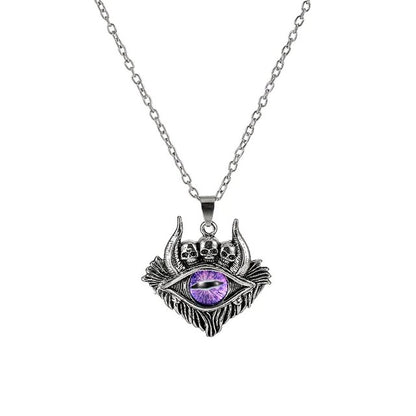 Colar com Pingente de Olho do Diabo em Formato de Pentagrama para Homens e Mulheres Joias Modernas Punk Retrô de Metal Não Ajustável de Gola Presentes