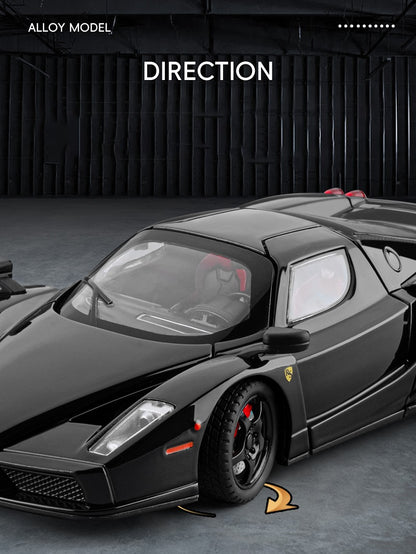 1:24 Carro Esportivo Enzo de Liga Leve Modelo de Carro em Escala Diecast Metal Miniatura Modelo de Carro Som?Luz Brinquedo Infantil Veículos Presentes