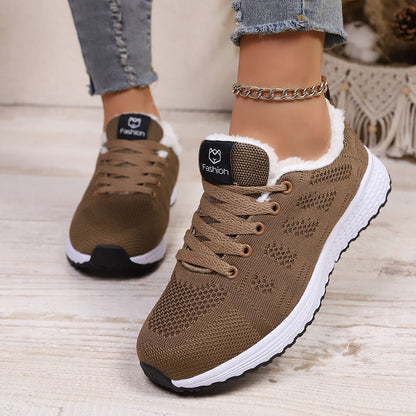 Winter fashion plush walking flats, women's casual shoes sports shoes