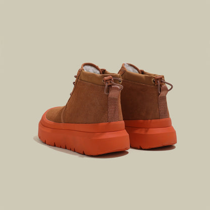 Fujin 4cm New Synthetic Suede Genuine Leather Spring Autumn Ankle Booties Chunky Sneakers High Brand Big Size Plush Women Shoes