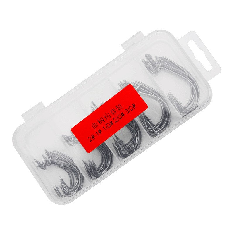 50 unidades/caixa Anzóis de Pesca Conjunto Anzol Jig Crank Barbed Aço Inoxidável de Alto Carbono Grande Abertura Anzol Offset Anzol de Minhoca Macia Material de Pesca Marinha