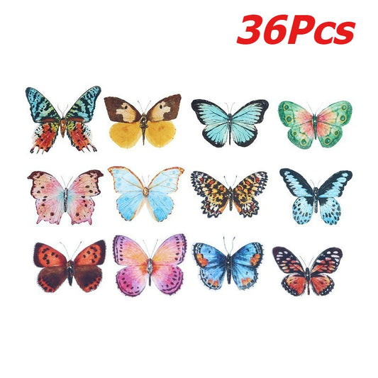 36pcs Lifelike Butterfly Decorations Set -  Watercolor Wings, Easy To Hang for Wedding, Party, Photo Booth Props