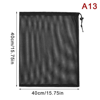 Black White Durable Mesh Drawstring Bag Storage Pouch Multi Purpose Home Travel Outdoor Activity Laundry Bag Stuff Sack