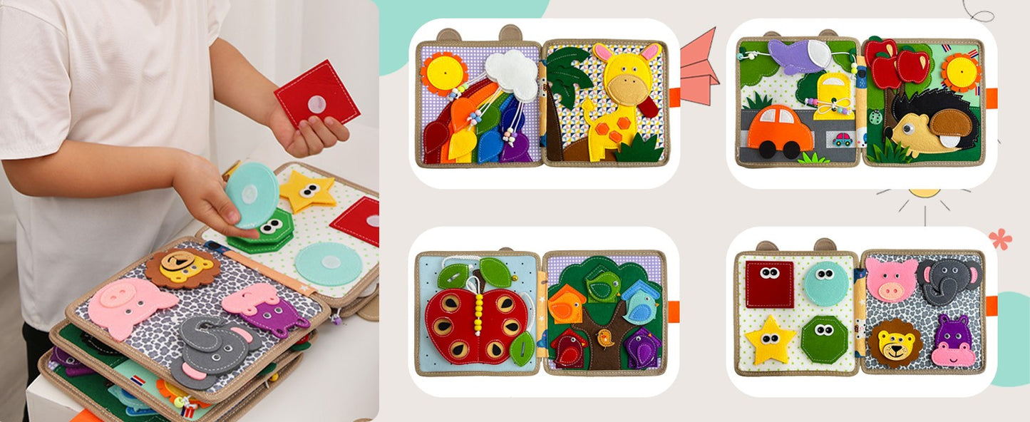 Montessori Busy Book for Toddlers,Educational Sensory Toy,Felt Quiet Book for Baby, Preschool Learning Activities for Kids Gift