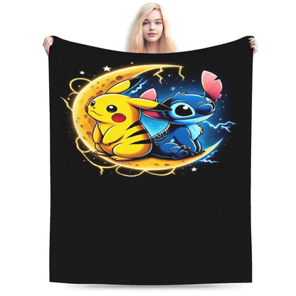Cobertor de Flanela com Cena Clássica de Pokémon para Cama Super Quente, Mantas para Sofá, Cadeira, Piquenique, Colcha Engraçada, Capa para Sofá-Cama