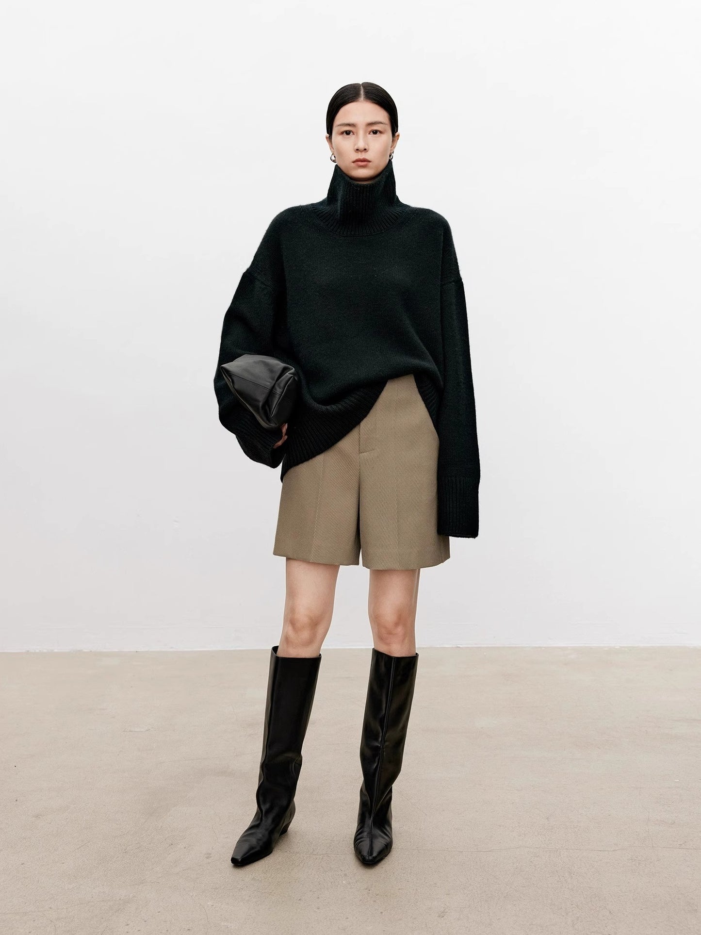 Thickened turtleneck 100% pure cashmere sweater women's loose lazy knit silhouette sweater European products