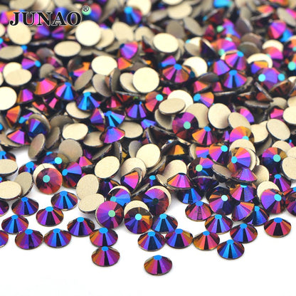 JUNAO Wholesale SS6 SS10 SS12 SS16 SS20 SS30 Flatback Glass Rhinestones Clear Cr