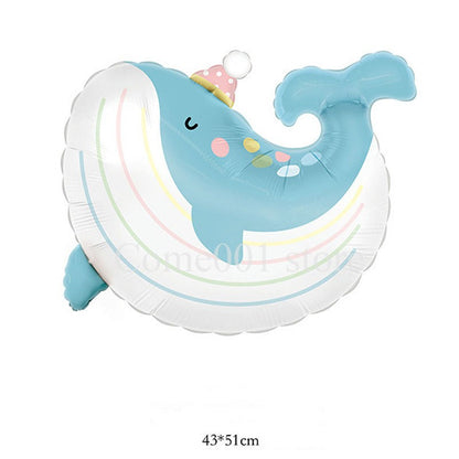 Cute Cartoon Alpaca Whale Animal Aluminum Film Ballons for Children's Birthday Party Decoration Balloons Baby Shower Photo Props