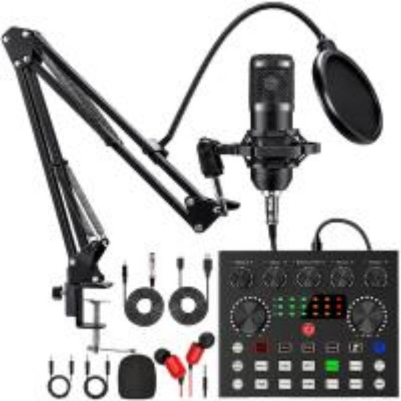 Kit Profissional de Microfone e Placa de Som para Podcast para PC, Smartphone, Laptop, Computador, Gravação de Vlog, Transmissão ao Vivo e YouTube