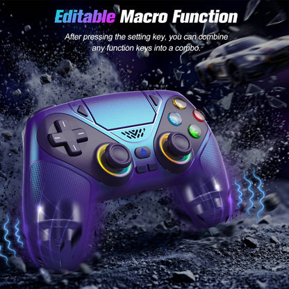 Controller For Playstation5 PS5/PS5 Pro/Slim/PC,RGB Wireless Gamepad Hall Effect Trigger Marco/Turbo Anti-Drift Game Joystick