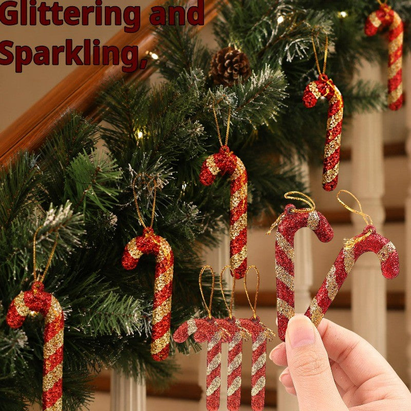 6/60Pcs Christmas Red Candy Lollipop Xmas Tree Hanging Pendant Candy Cane Ornaments Wreath Window Display Party Decor Supplies