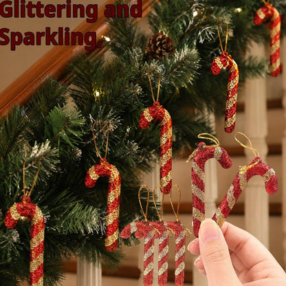 6/60Pcs Christmas Red Candy Lollipop Xmas Tree Hanging Pendant Candy Cane Ornaments Wreath Window Display Party Decor Supplies
