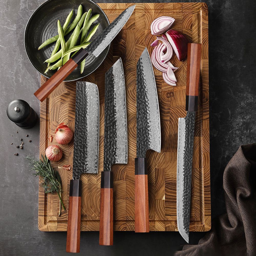 F.YOUNG Faca de Chef Japonesa Forjada à Mão Aço Damasco Facas de Cozinha Fatiar Legumes Carne Sashimi Utensílios de Cozinha