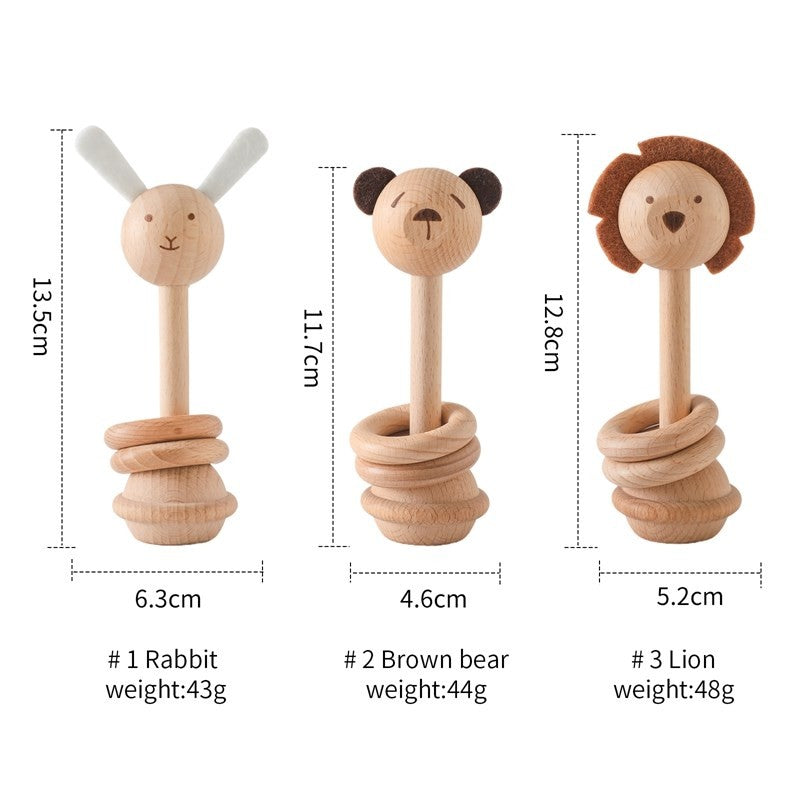 Wooden Animal Rattle Toys for Newborn Wooden Teether Baby 0 12 Months Baby Accessory Cartoon Novel Baby Care Tools Teether Toys