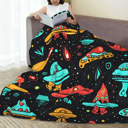 Aliens And UFOs Pattern  Blanket Flannel Sofa Throw Blanket Multi-function for Home Bedroom Office Throws Bedspread Quilt