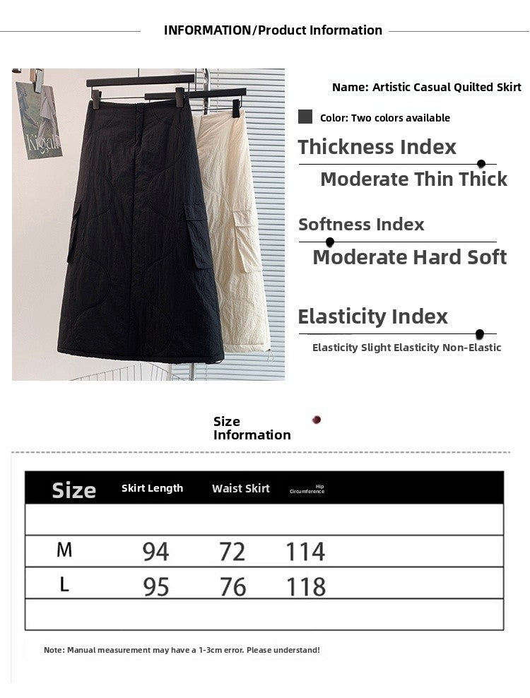 Artistic Long Thiened down Cotton f Skirt plus Size Women's Winter New Sle Fluffy Warm A-Line Skirt Commute Sle