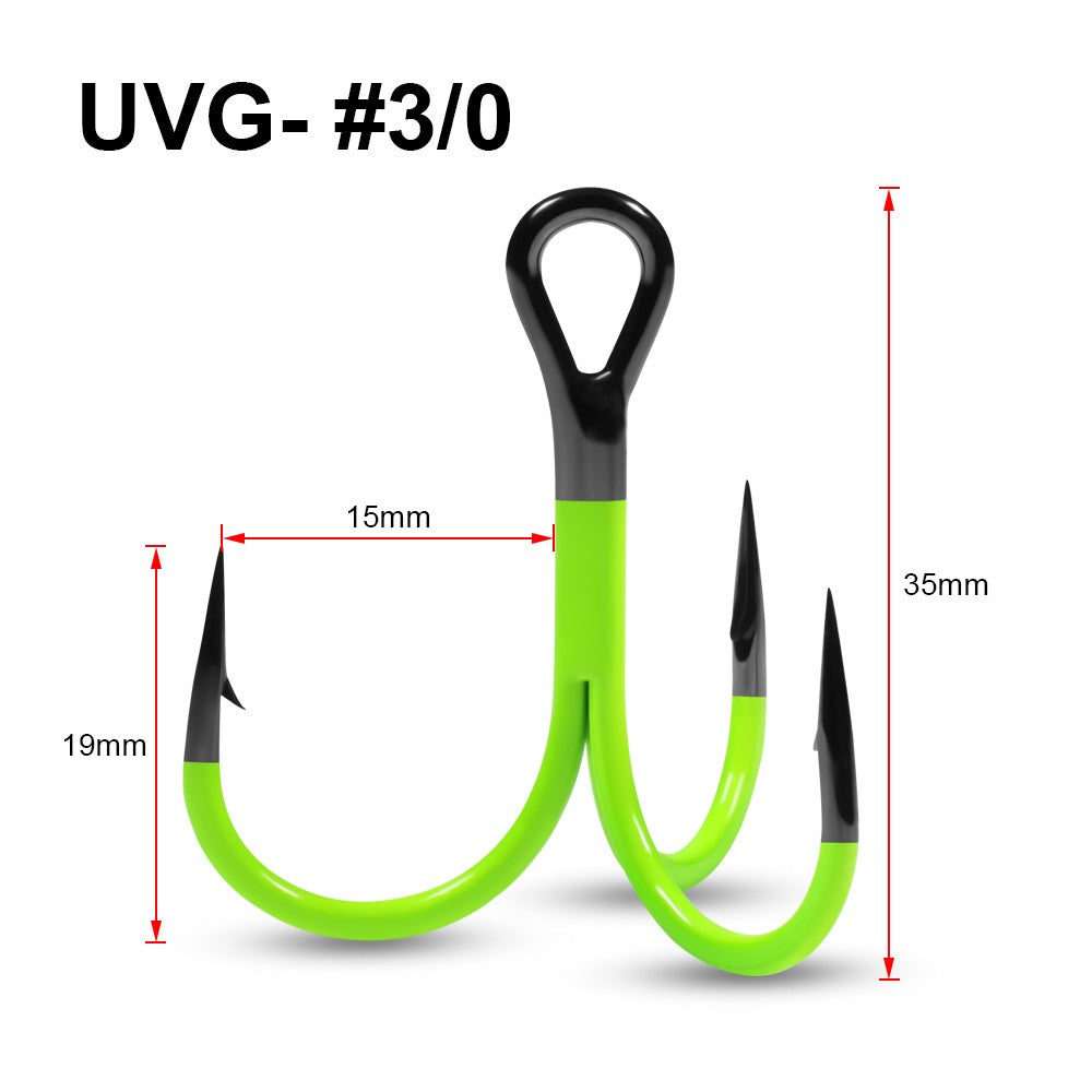 Spinpoler 1/0 2/0 3/0 Anzol UV 2X Forte Ponta Revestida Triplo Garateia Isca Artificial Pesca em Águas Profundas Robalo Lúcio Perca Equipamento