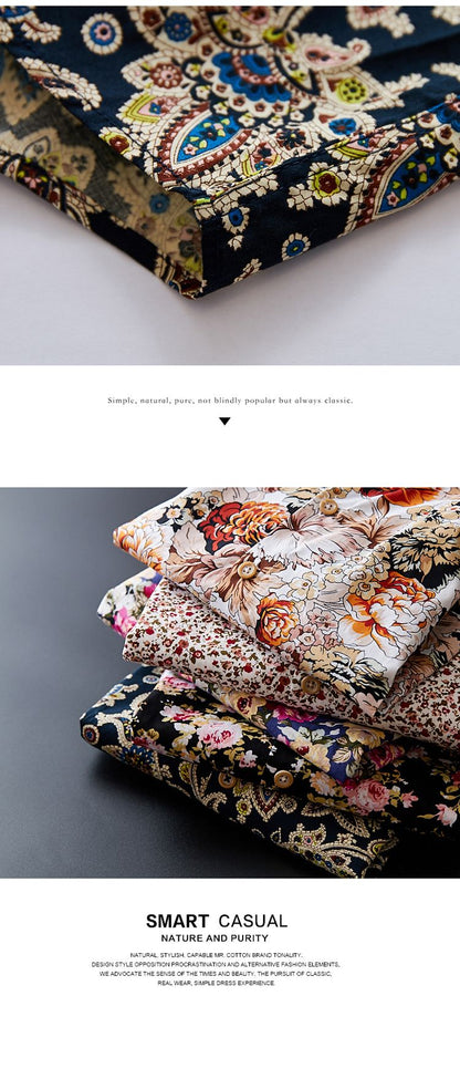 Size M- 5XL 2024 New Summer Mens Long Sleeve Hawaiian Shirts Cotton Casual Floral Shirts Wave Regular Mens Clothing Fashion CS11