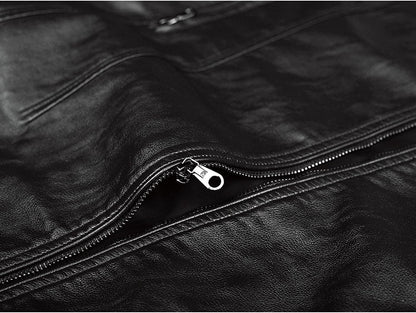 Autumn Winter Men Stand Collar Motorcycle Leather Jacket Coat Brown Black Coffee Multi Color Options Slim Fit Trendy Outerwear