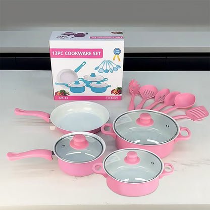Conjunto de Panelas Antiaderente 12 Peças Panela de Cozinha com Tampa Frigideira Wok Leiteira Frigideira de Pedra Maifan para Todos os Tipos de Fogão