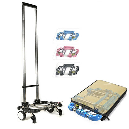 Carrinho de bagagem dobrável completo em aço inoxidável Capacidade de carga de 30kg Fácil de transportar Malas de rodinhas Carrinhos de compras para mochilas escolares