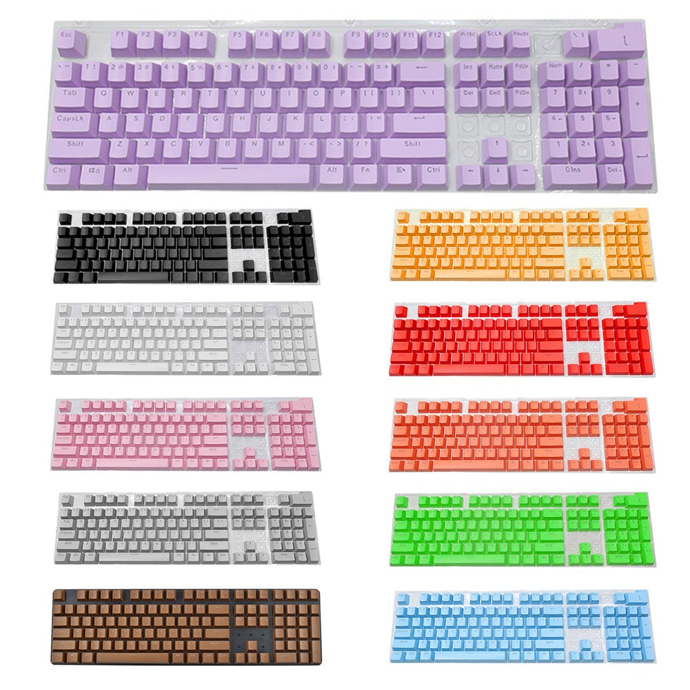 Novo conjunto de teclas de teclado mecânico de 104 unidades, substituição OEM retroiluminada, teclas roxas brancas de ABS para teclado Cherry MX de 61/87/104 teclas