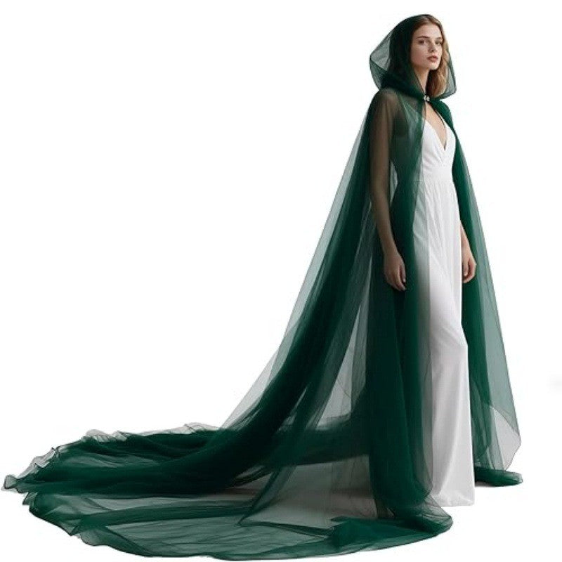 Halloween Ghost Cosplay Outfit Long Mesh Hooded Cloak Grim Reaper Witch Costume For Stage Performance Party Show