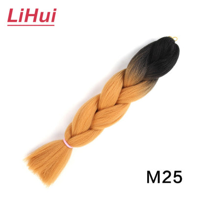 Cabelo Sintético Trança Jumbo 24 Polegadas Ombre Jumbo Extensão de Cabelo para Mulheres Tranças DIY Roxo Rosa Amarelo Cinza Lihu