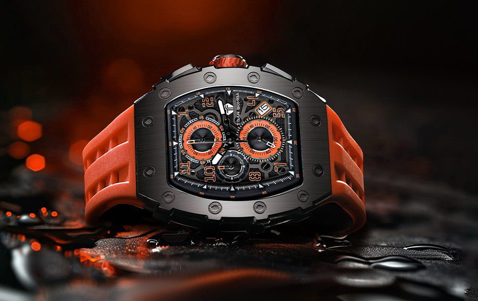 TSAR BOMBA Watch for Men Luxury Brand Tonneau Design Waterproof Clock Stainless Steel Wristwatch Fashion Rectangle Mens Watch