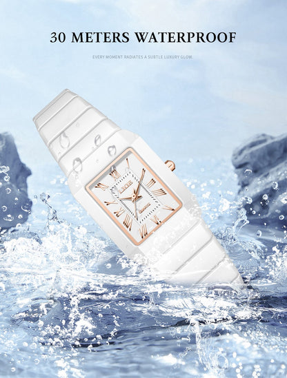 LIGE 2026 Women's Watch ceramic fashion quartz wristwatch elegant waterproof vintage watches ultra-thin Watch for Women reloj