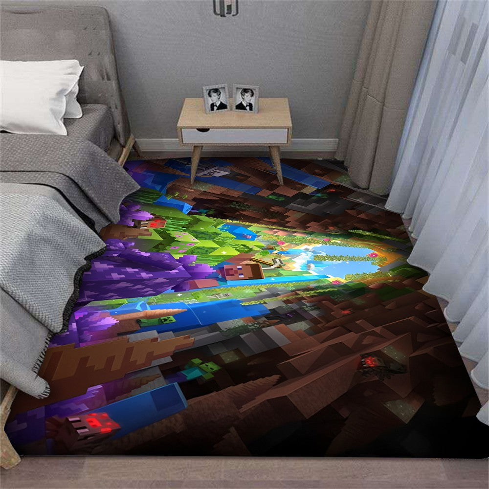 MINISO Trendy Pixel Game Art Floor Mat for Living Room Bedroom E-Sports Room Durable Washable Rug Modern Decor Gift for Gamer