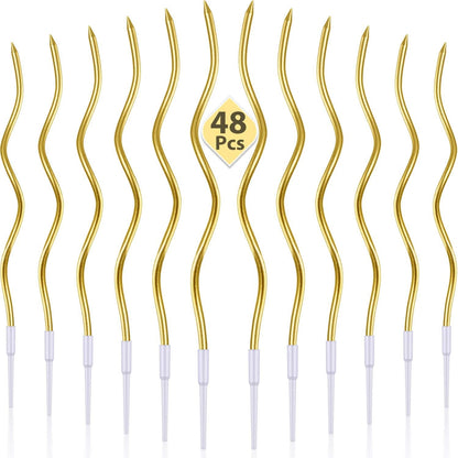 6/12/48pcs Birthday Candles Spiral Cake Candles  Long Thin Cake Candles For Wedding Party And Cake Decoration