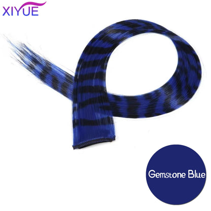 Synthetic One Card Hair Extension Wig Hair For Women Long Straight Clip-in Colored Zebra Line Feather Hair Extensions Fake Hair
