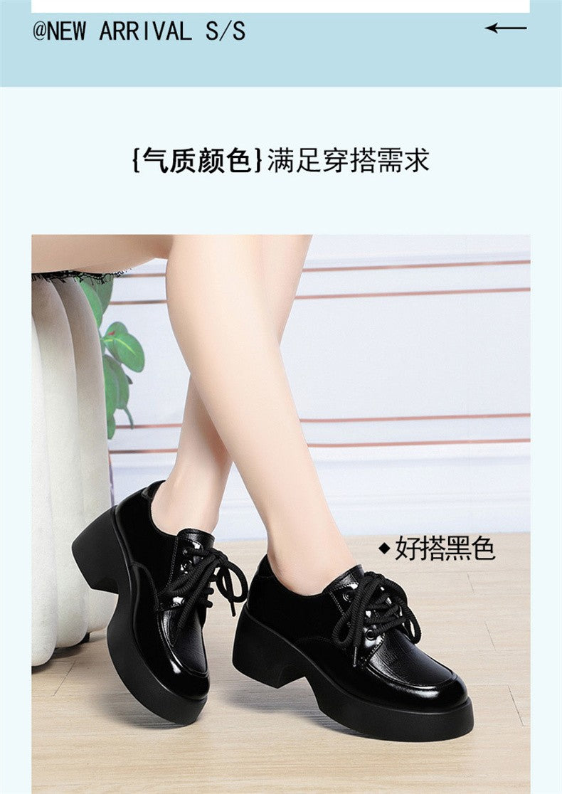 Soft Leather Uniform Shoes Female British Girl Japanese Wild Black Retro Mary Jane Shoes Lolita Platform Shoes Low Anti-slip