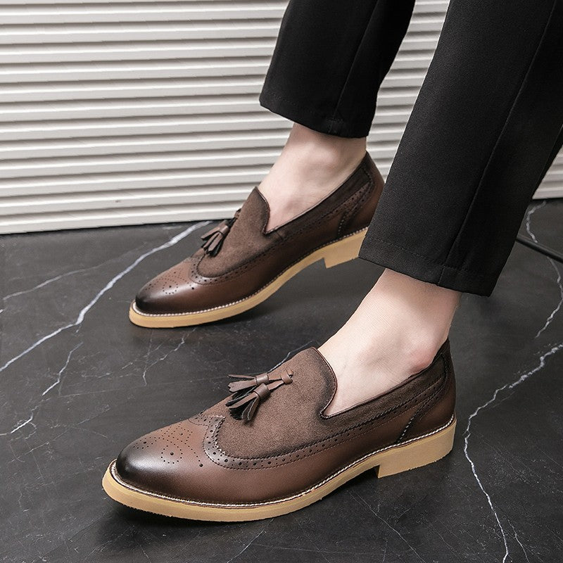 Men Business Dress Casual Fashion Elegant Formal ShoesSlip-on Evening Dress Loafers Party Tassel Leather Shoes Wedding Shoes