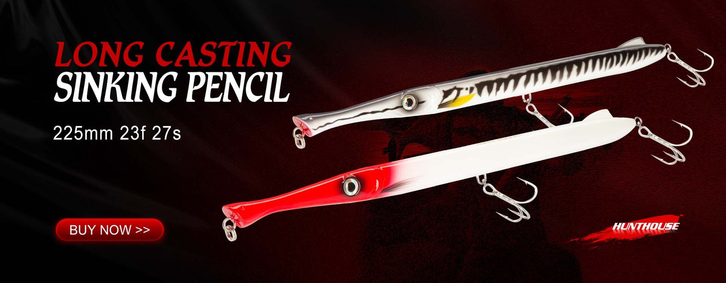 Isca Artificial Hunthouse Articulada Lápis 3 Seções 255mm/30.6g Agulha Sinking Swimbait para Anchova Robalo Material de Pesca