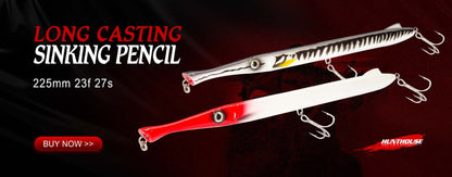 Isca Artificial Hunthouse Articulada Lápis 3 Seções 255mm/30.6g Agulha Sinking Swimbait para Anchova Robalo Material de Pesca