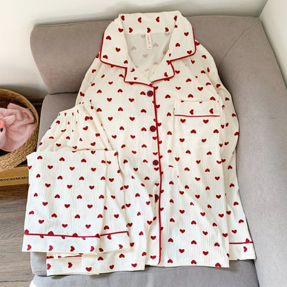 Cartoon Dog Letter Plaid Print Pajama Sets for Women Plus Size Sweet Cute Harajuku Style 2PC Set Sleepwear Autumn New Homewear