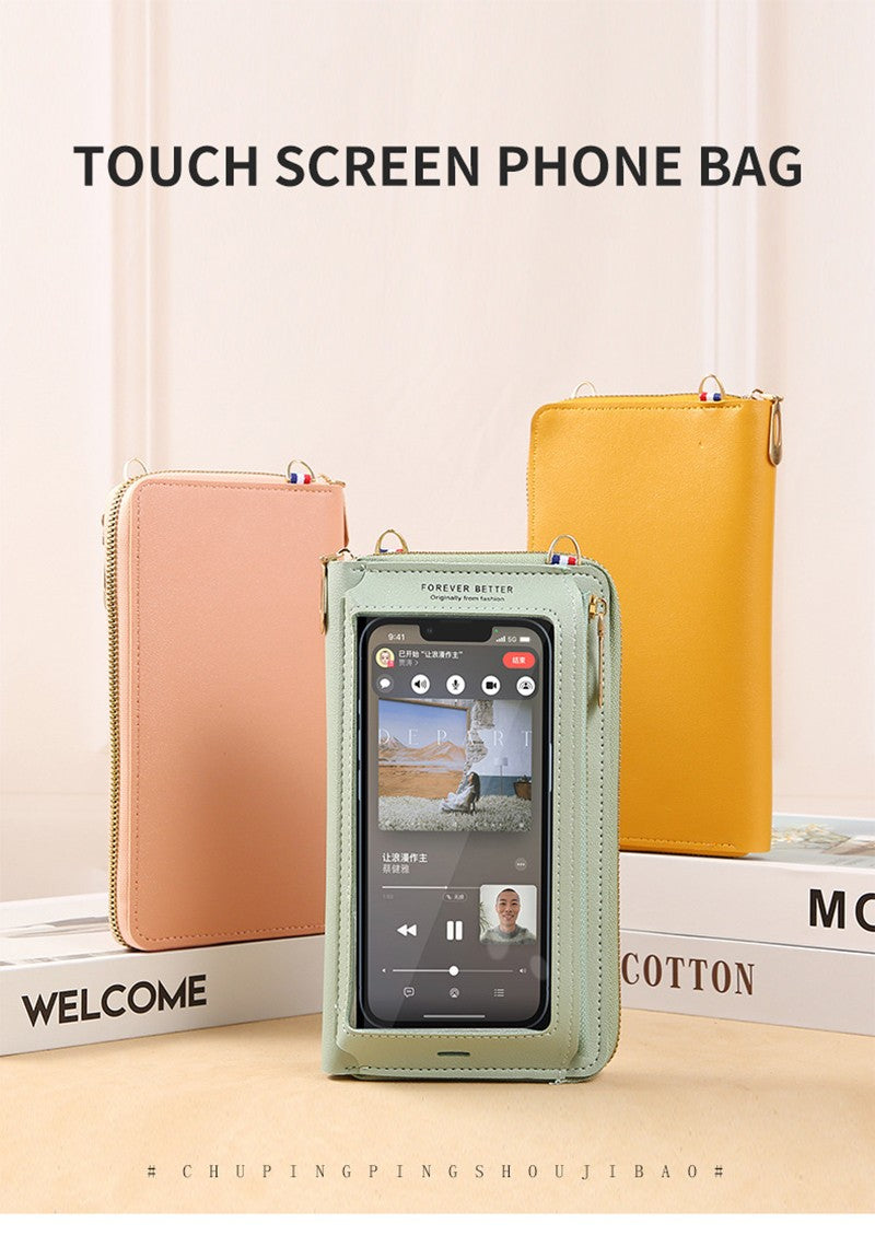 Women Crossbody Bags Touch Screen Cell Phone Purse 2023 Fashion Shoulder Bag Mobile Mini Wallet Card Holder Handbag for Female