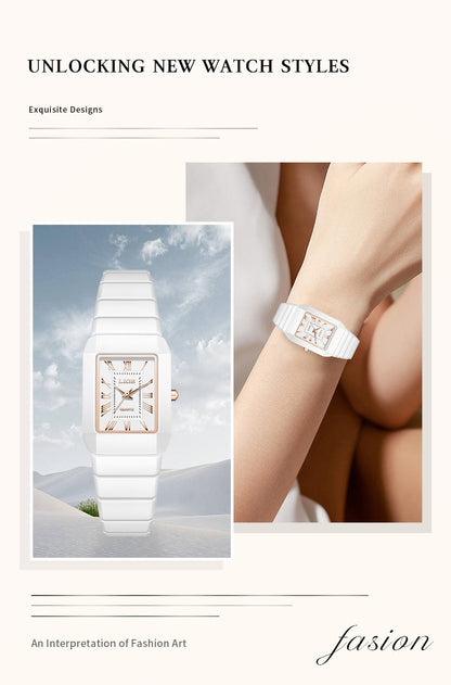 LIGE 2026 Women's Watch ceramic fashion quartz wristwatch elegant waterproof vintage watches ultra-thin Watch for Women reloj