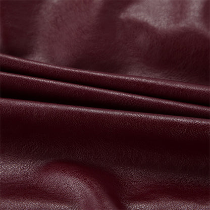 Jaqueta Feminina de Couro Sintético Vermelho Vinho Vintage, Casaco Moderno com Zíper e Lapela, Casacos de Outono Inverno, Blusas Curtas Femininas Estilo Streetwear
