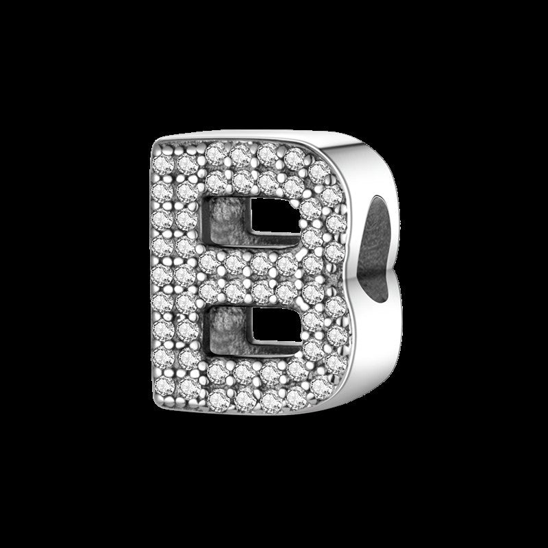 Fit Original Bangle Bracelet DIY A-Z Alphabet Charms Bead 925 Sterling Silver CZ Zircon LOVE Letter Dangle Pendant Jewelry Gift