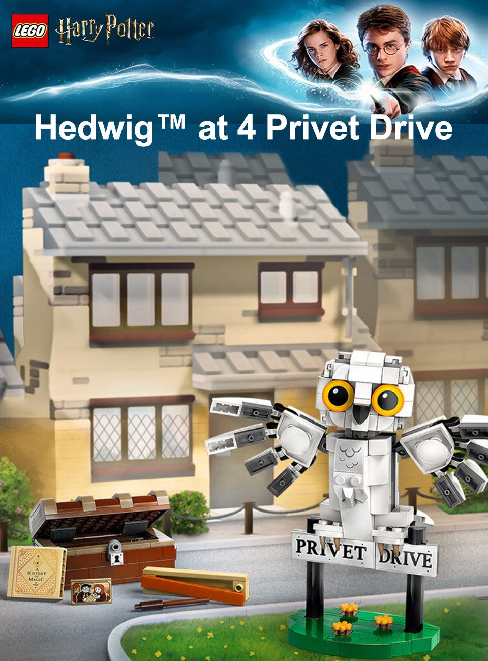 LEGO 76425 Harry Potter Edwiges na Rua dos Alfeneiros 4, Brinquedo Fantasia Montável com Figura de Coruja de Harry Potter, Ideia de Presente e Crianças