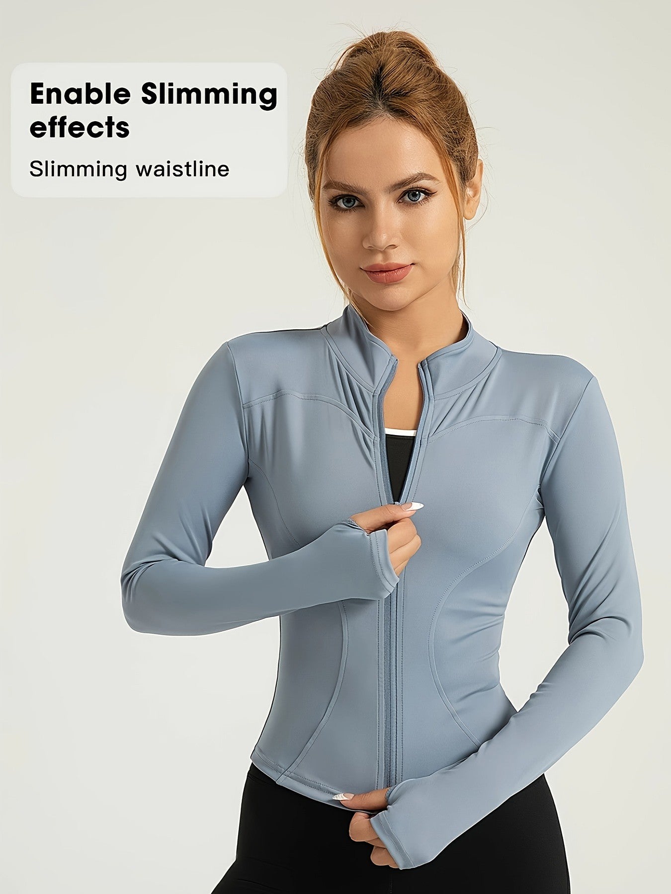 Women's Slim Fit Long Sleeved Yoga Jacket Nude Zipper Professional Running Training Fitness Top for Autumn And Winter