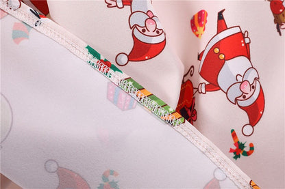 Fashion V-neck Short Sleeve Printed Christmas Dress Large Swing Vintage Elegant Xmas Party Dress