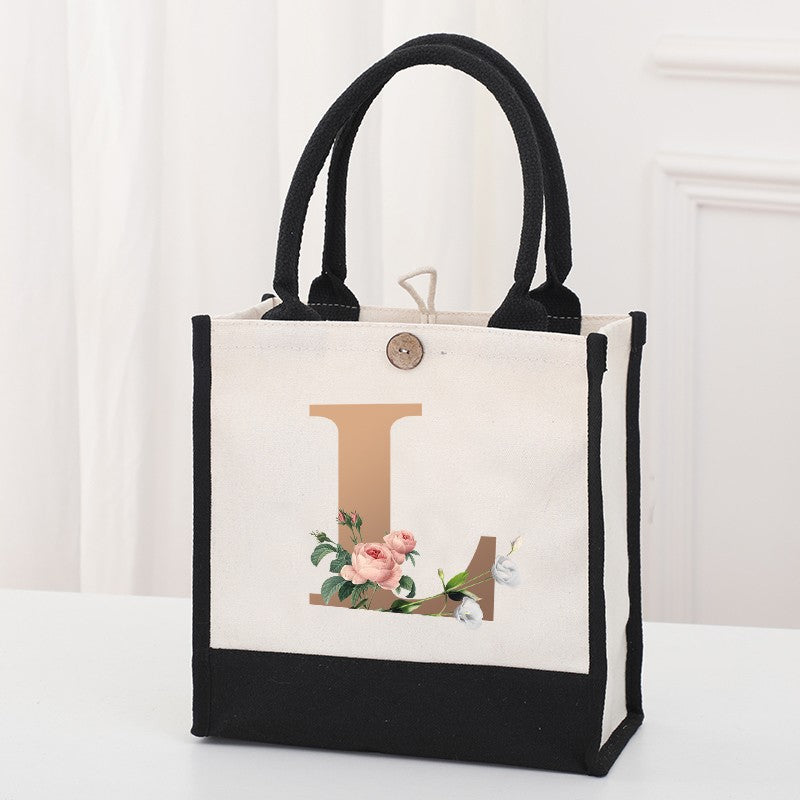 Fashionable new reusable shopping bag with initials for travel and large capacity storage bag