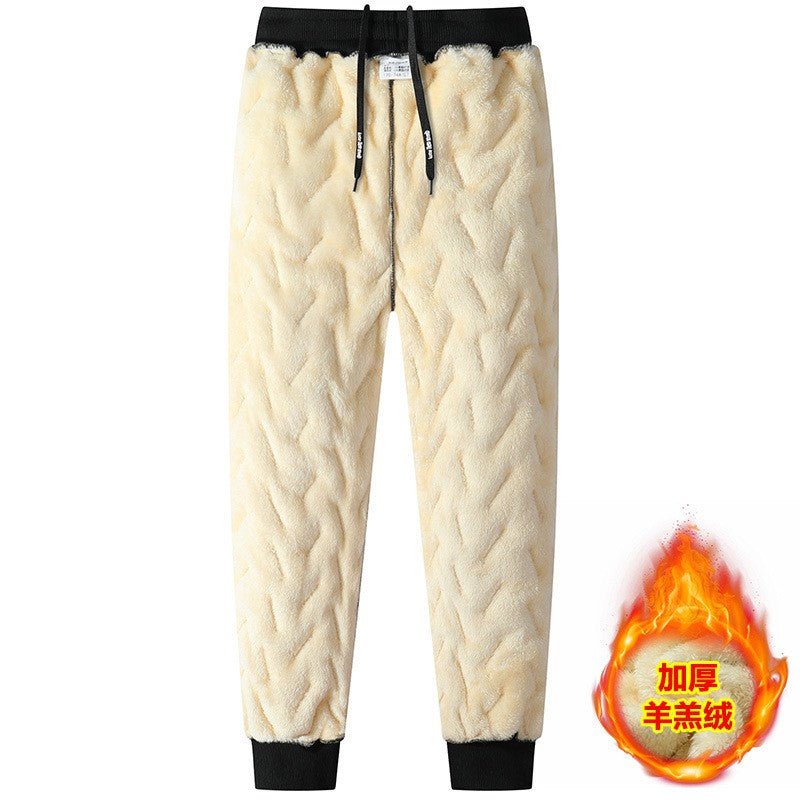 Calça Casual com Cordão Elástico na Cintura Moletom Esportivo Calça Folgada de Inverno Masculina Roupas Masculinas Quentes à Prova de Vento Y2k?