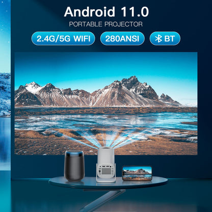 HONGTOP Projetor Android 11 720P Smart Mini Portátil com WiFi6 Bluetooth Home Theater Projetor Portátil Externo