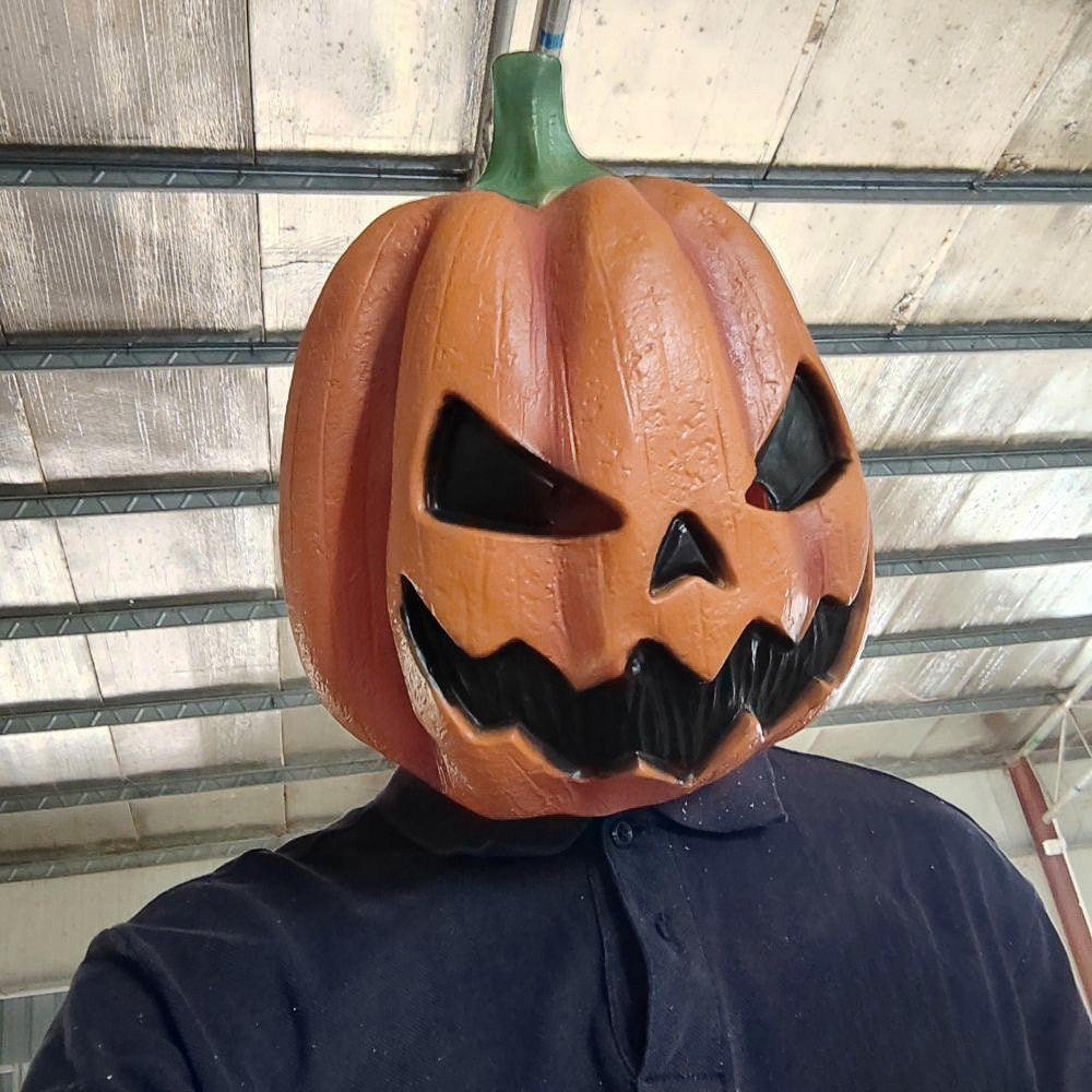 Halloween Evil Pumpkin Head Latex Mask Full Head Costume Mask for Cosplay Party Haunted House Carnival